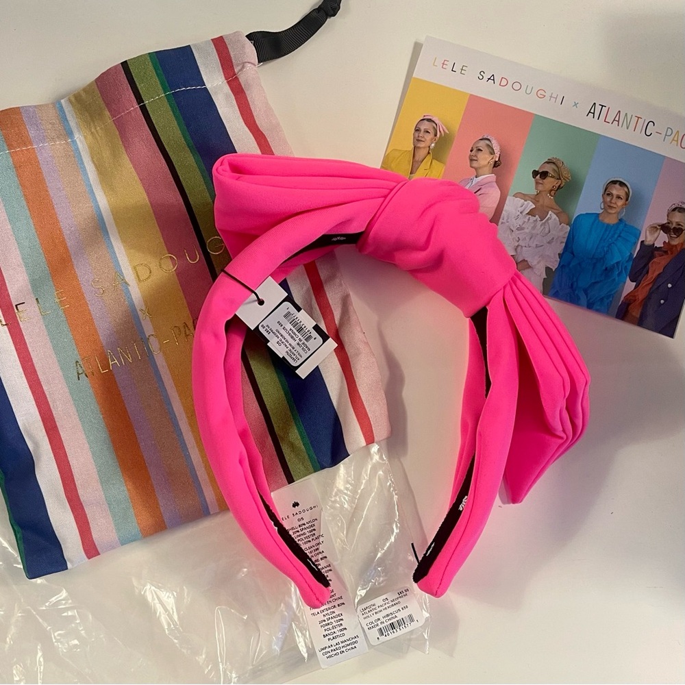 Atlantic Pacific x Lele Sadoughi Hibiscus Neoprene Holly Headband New with Tags - Picture 3 of 9